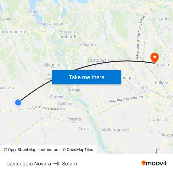 Casaleggio Novara to Solaro map