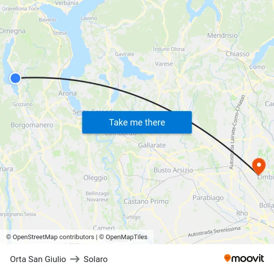 Orta San Giulio to Solaro map