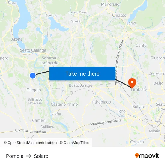 Pombia to Solaro map