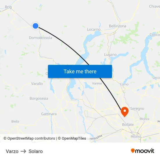 Varzo to Solaro map