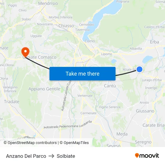 Anzano Del Parco to Solbiate map