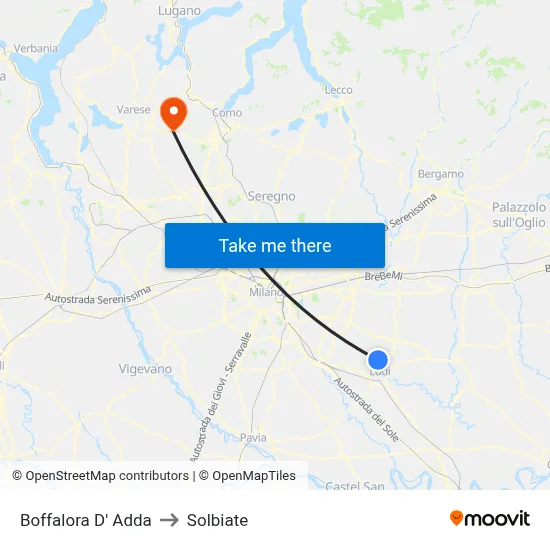 Boffalora D'Adda to Solbiate map