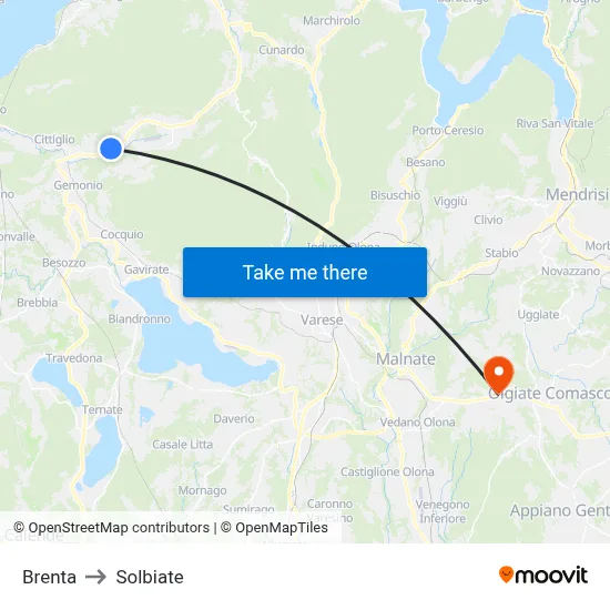 Brenta to Solbiate map