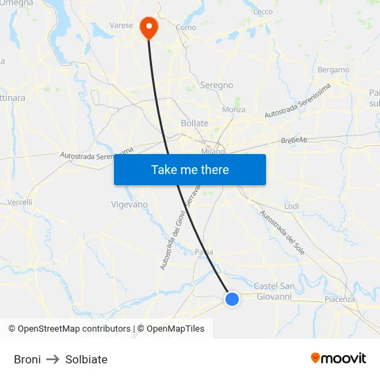 Broni to Solbiate map