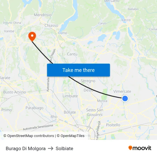 Burago di Molgora to Solbiate map