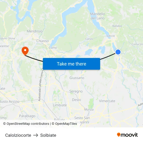 Calolziocorte to Solbiate map