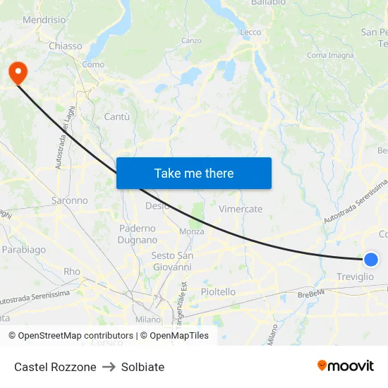 Castel Rozzone to Solbiate map