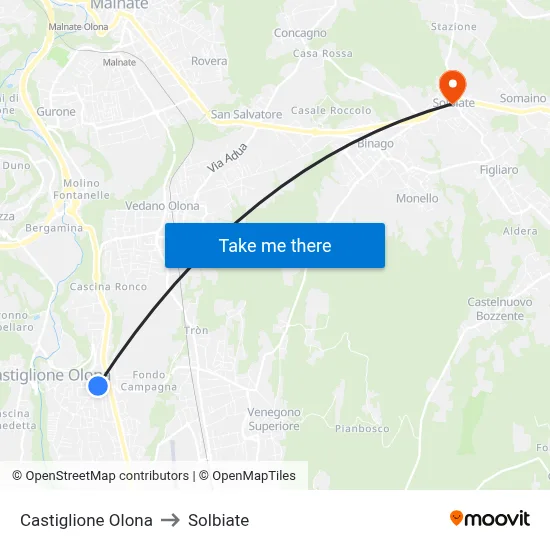 Castiglione Olona to Solbiate map