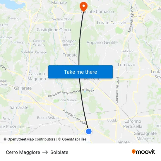 Cerro Maggiore to Solbiate map