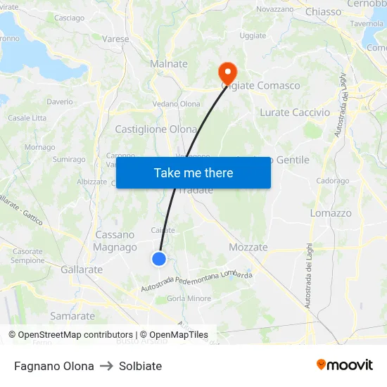 Fagnano Olona to Solbiate map