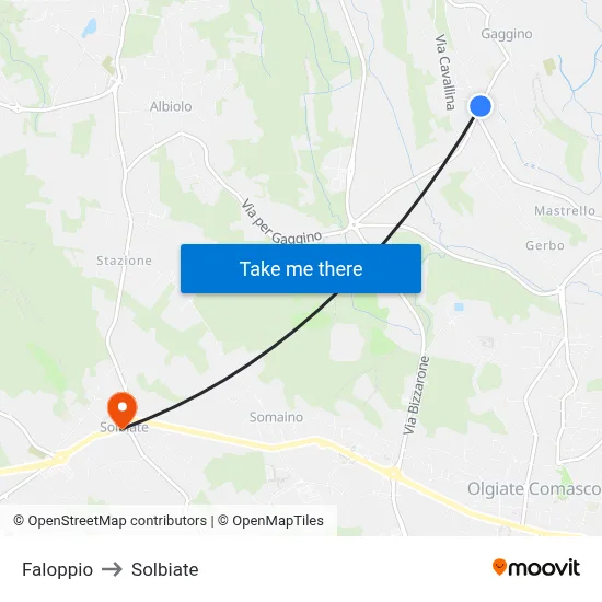 Faloppio to Solbiate map