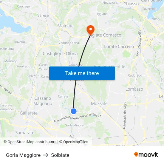 Gorla Maggiore to Solbiate map