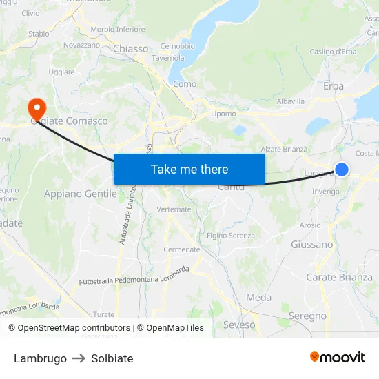 Lambrugo to Solbiate map