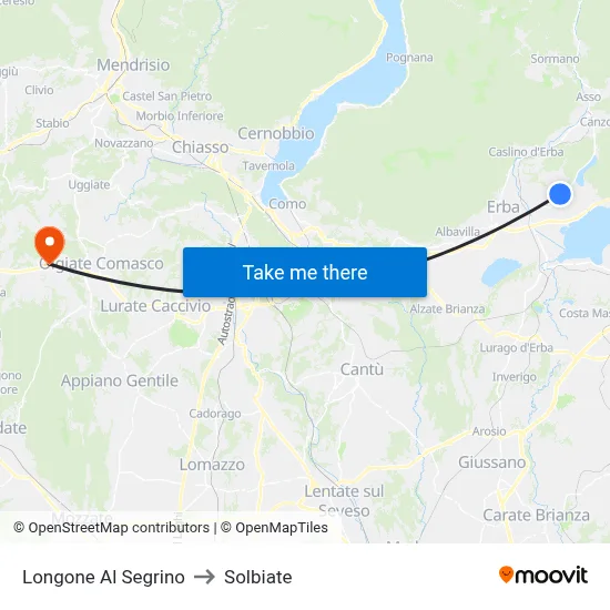 Longone Al Segrino to Solbiate map
