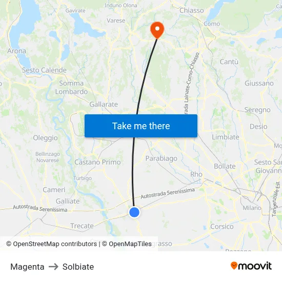 Magenta to Solbiate map