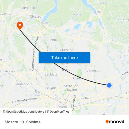 Masate to Solbiate map