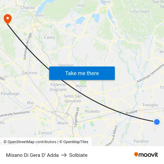 Misano di Gera d'Adda to Solbiate map