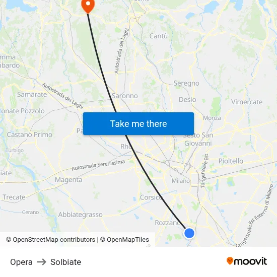 Opera to Solbiate map