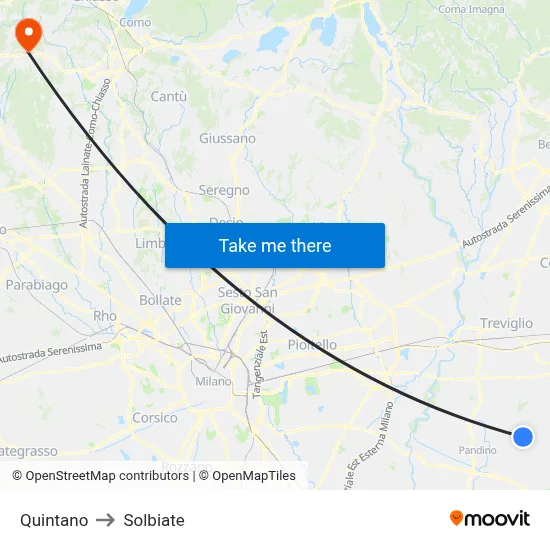 Quintano to Solbiate map