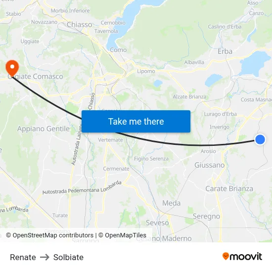 Renate to Solbiate map