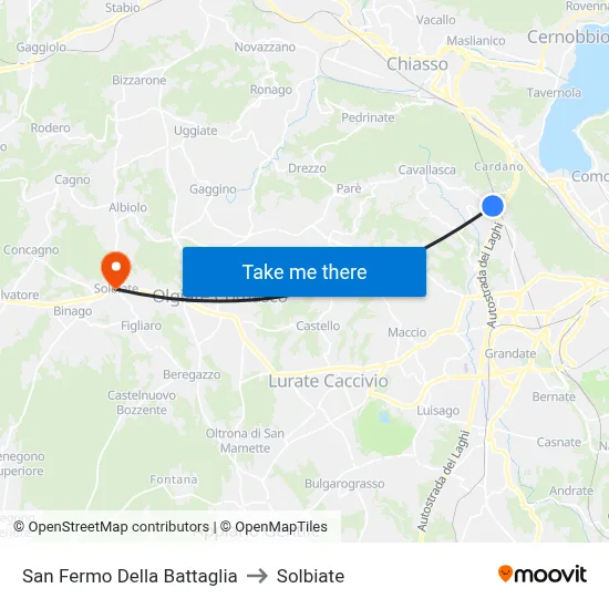 San Fermo Della Battaglia to Solbiate map