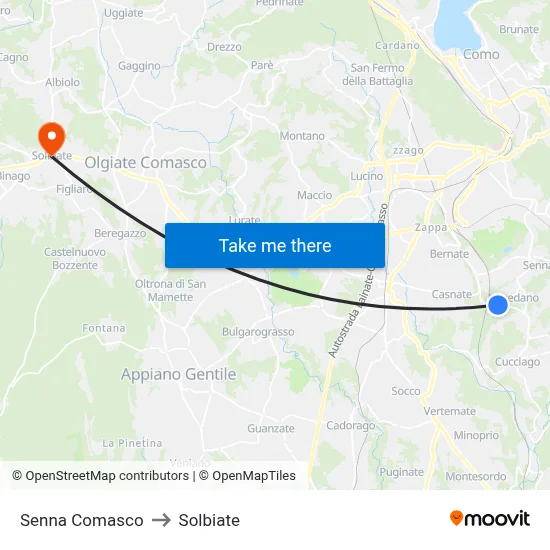 Senna Comasco to Solbiate map