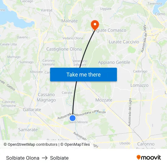 Solbiate Olona to Solbiate map