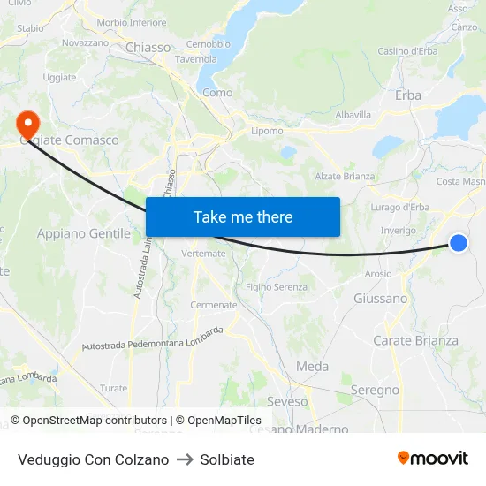Veduggio con Colzano to Solbiate map