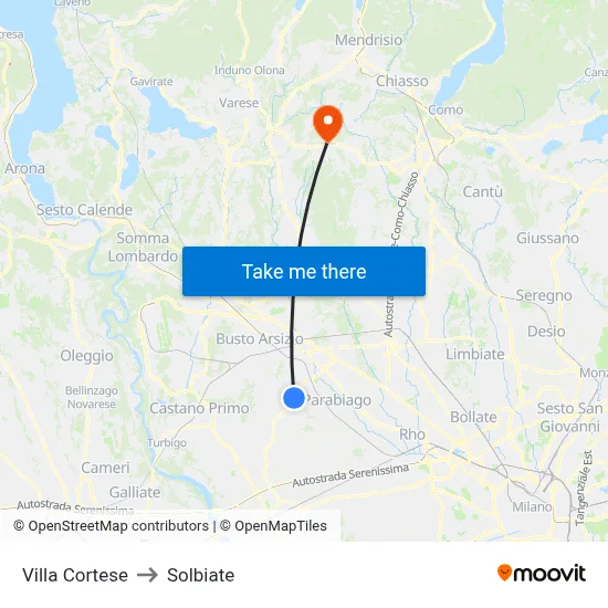 Villa Cortese to Solbiate map
