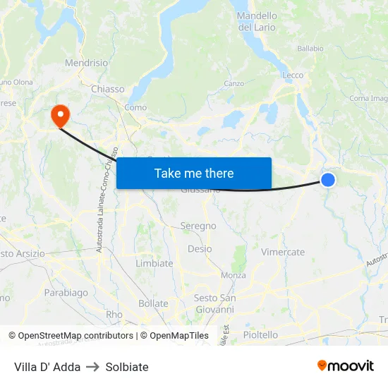 Villa D' Adda to Solbiate map