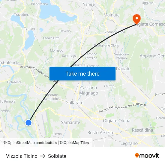 Vizzola Ticino to Solbiate map