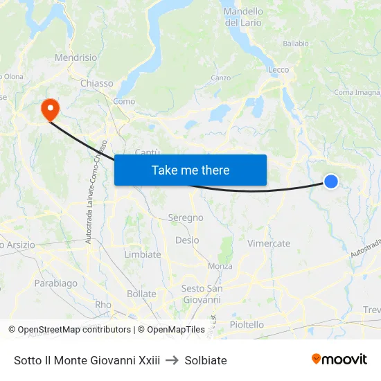 Sotto Il Monte Giovanni Xxiii to Solbiate map