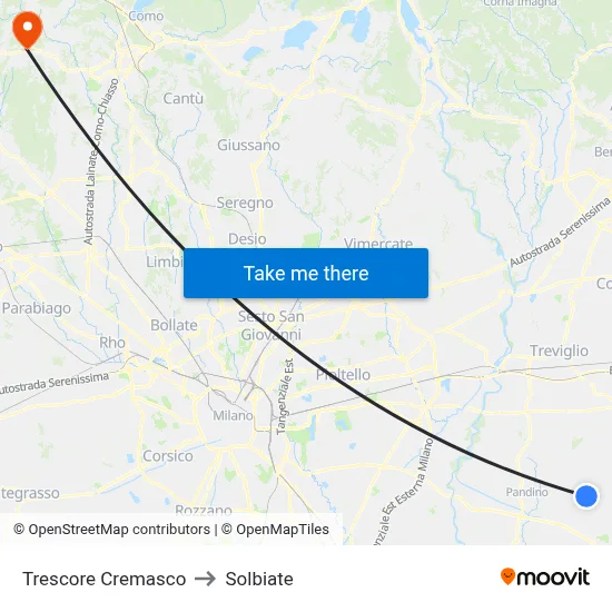 Trescore Cremasco to Solbiate map