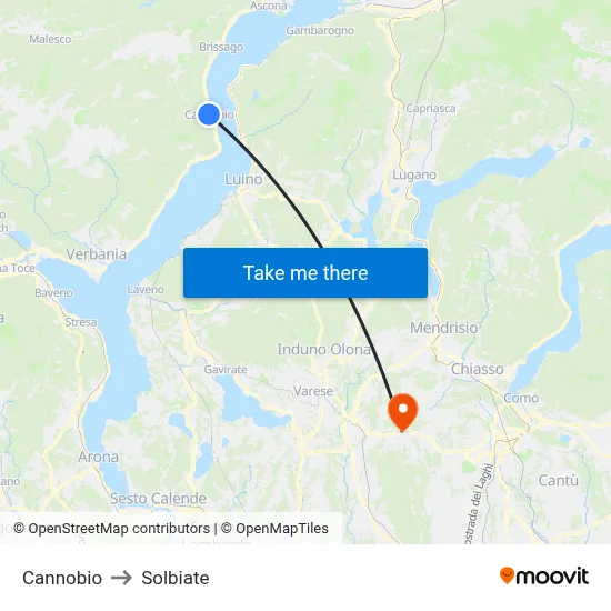 Cannobio to Solbiate map