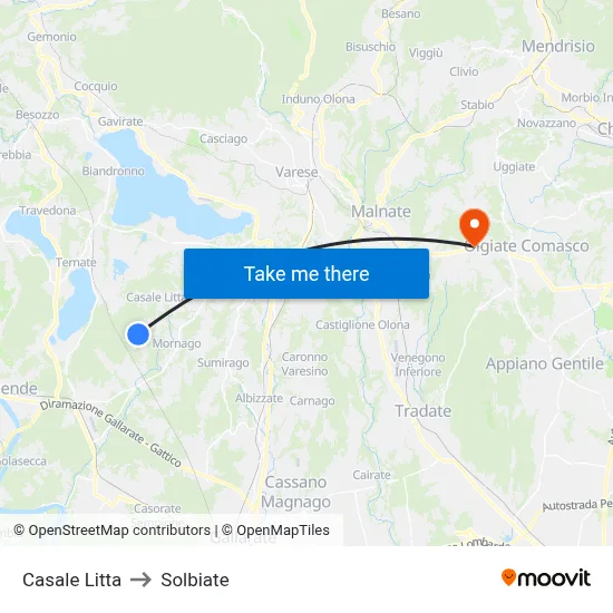 Casale Litta to Solbiate map