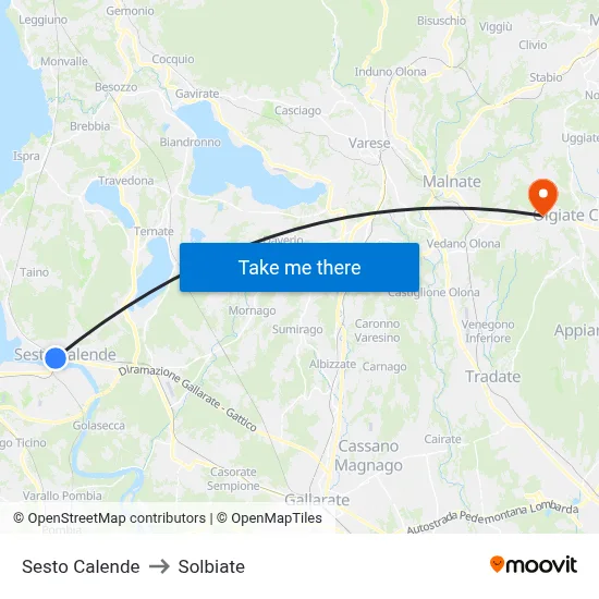 Sesto Calende to Solbiate map