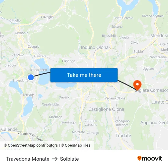 Travedona-Monate to Solbiate map