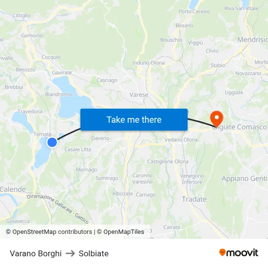 Varano Borghi to Solbiate map