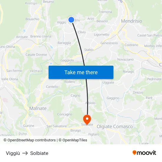 Viggiù to Solbiate map