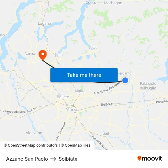 Azzano San Paolo to Solbiate map
