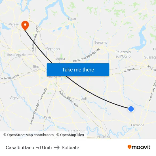 Casalbuttano Ed Uniti to Solbiate map