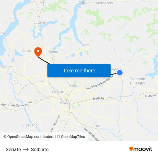 Seriate to Solbiate map