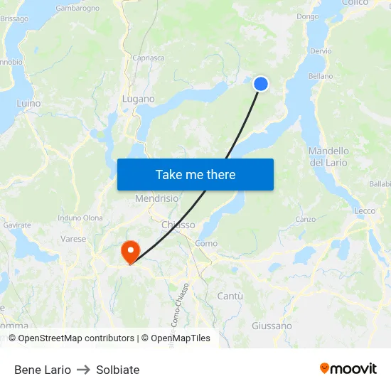 Bene Lario to Solbiate map