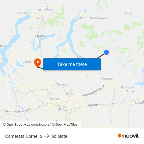 Camerata Cornello to Solbiate map