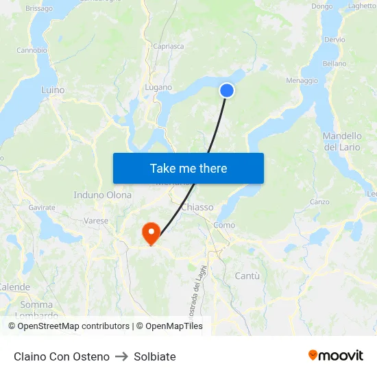 Claino con Osteno to Solbiate map