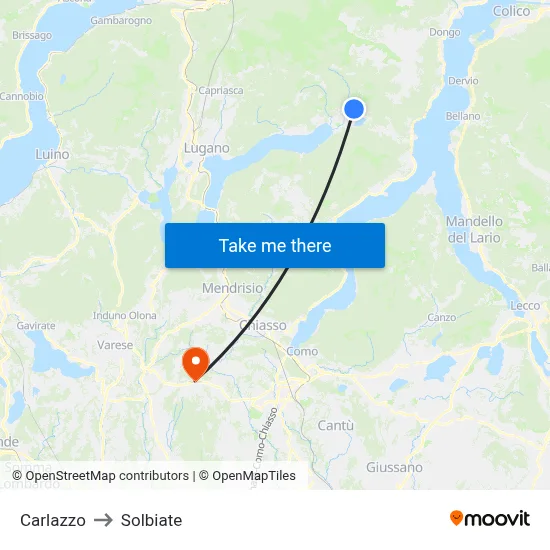 Carlazzo to Solbiate map