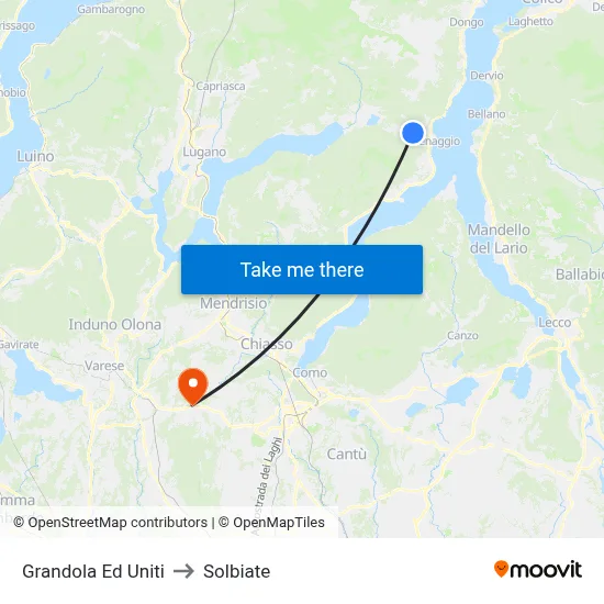 Grandola Ed Uniti to Solbiate map