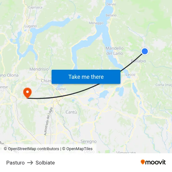 Pasturo to Solbiate map