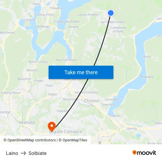 Laino to Solbiate map