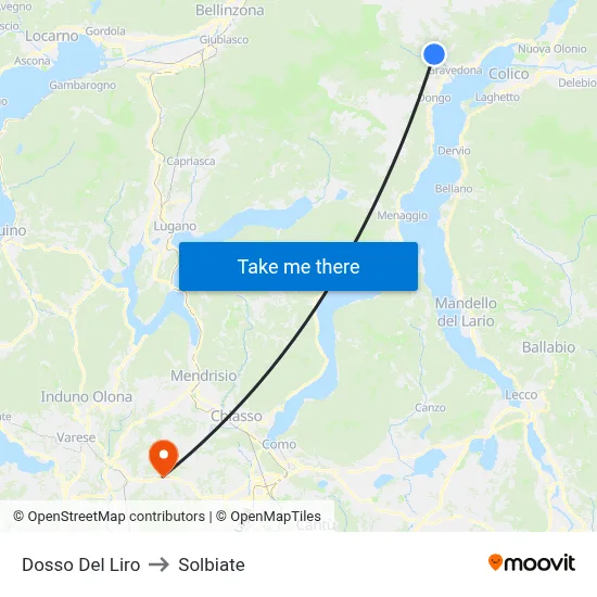 Dosso Del Liro to Solbiate map